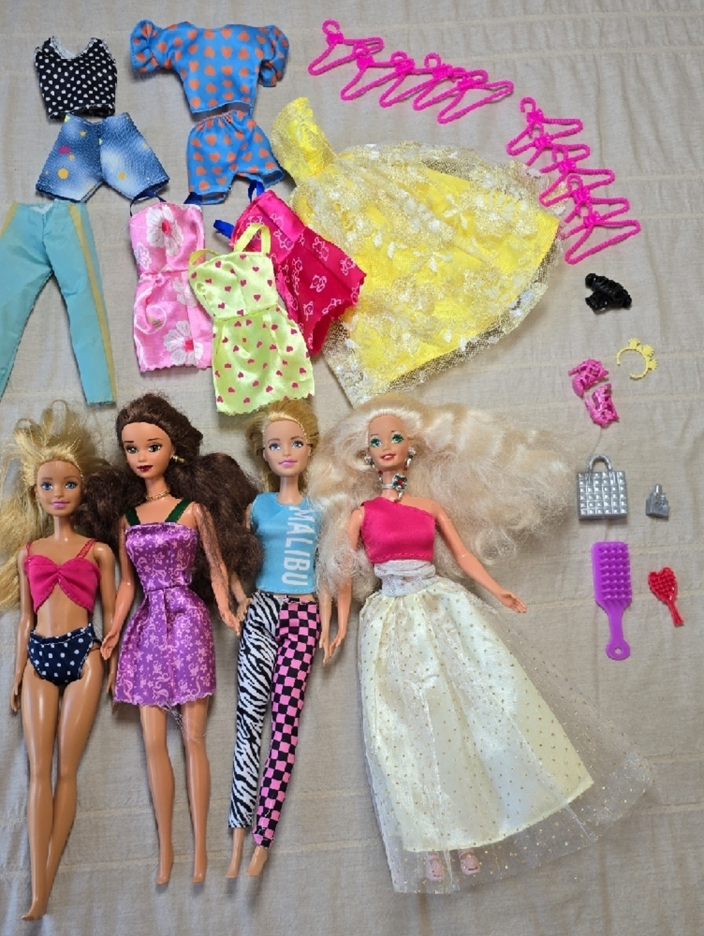 Collection of 4 Barbie Dolls + Clothing & Accessories